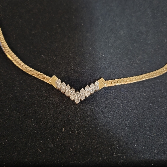 VINTAGE 1 CARAT DIAMOND NECKLACE WITH 14KT GOLD CHAIN - Picture 10 of 11